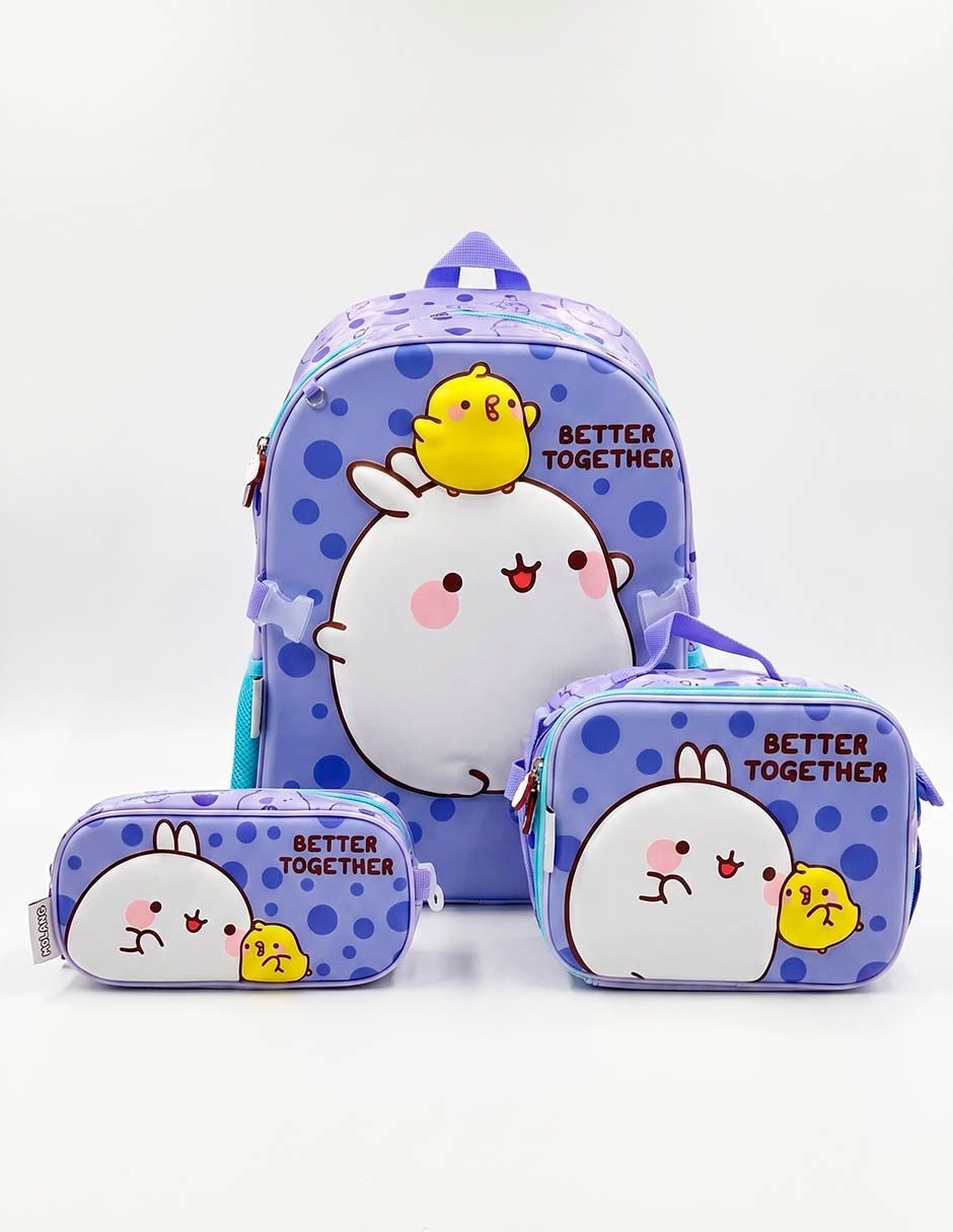 Set mochila escolar Molang Dots para niña 1